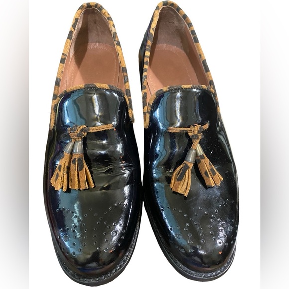 GIROTTI Italian Leather Custom Made Slip On Loafer Suede Leopard Tassel Classic - Picture 12 of 16